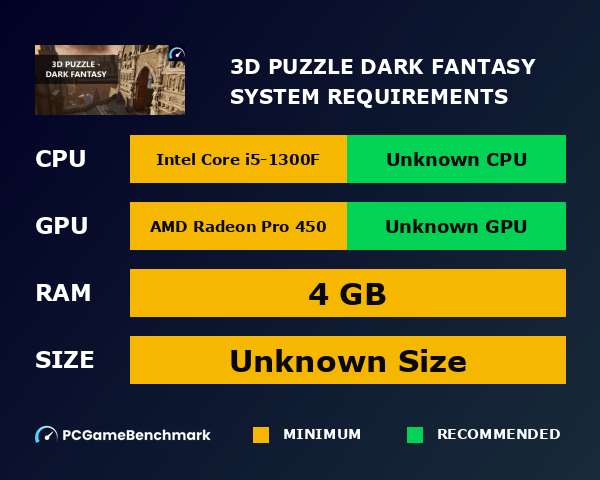 3D PUZZLE Dark Fantasy system requirements graph