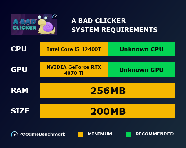 A Bad Clicker system requirements graph