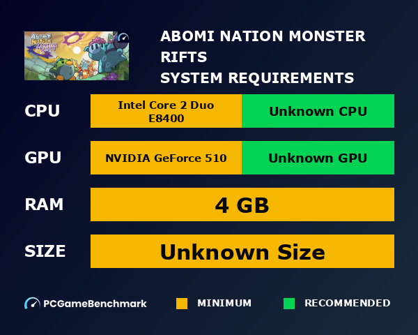 Abomi Nation: Monster Rifts system requirements graph