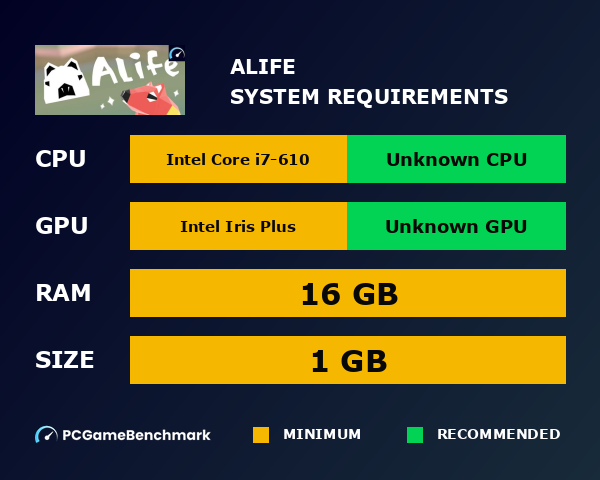 ALife system requirements - PCGameBenchmark