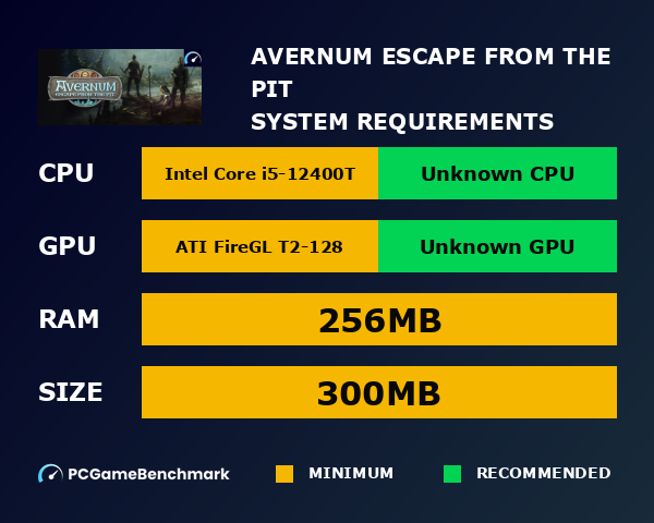 Avernum: Escape From the Pit system requirements graph