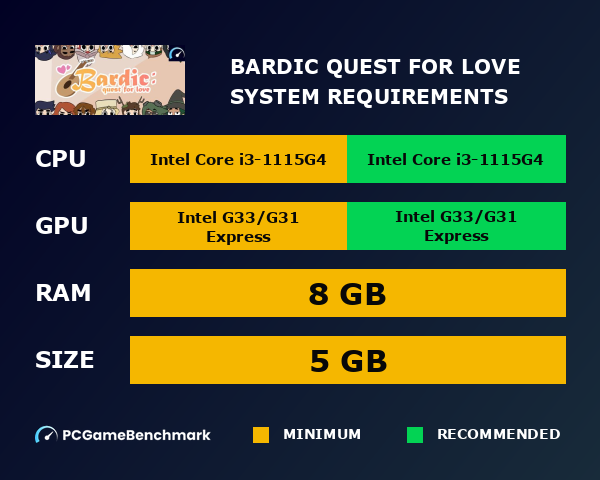 Bardic: Quest for Love system requirements graph