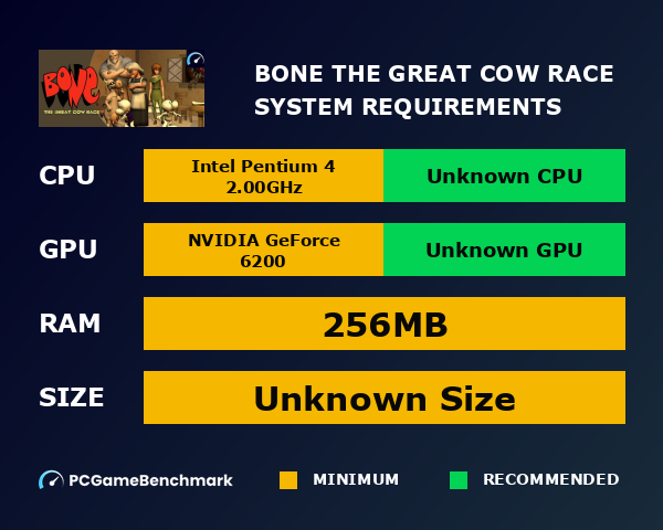 Bone: The Great Cow Race system requirements graph