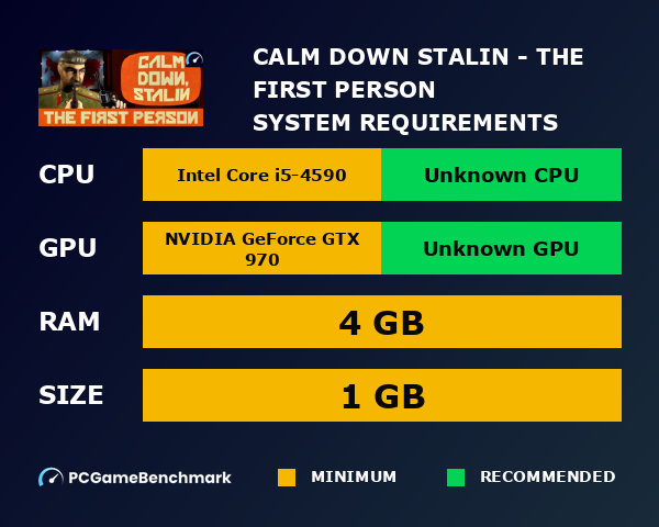 Calm Down, Stalin - The First Person system requirements graph