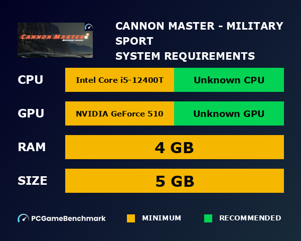 Cannon Master - Military Sport system requirements graph