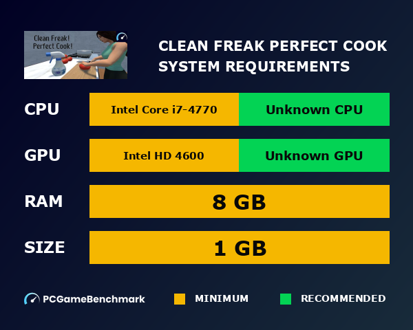 Clean Freak! Perfect Cook! system requirements - PCGameBenchmark