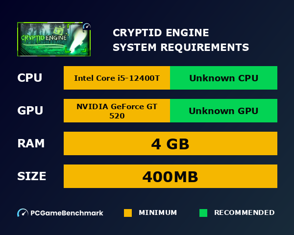 Cryptid Engine system requirements - PCGameBenchmark