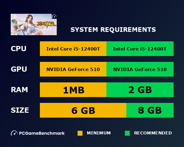 刀剑神魔录 system requirements graph