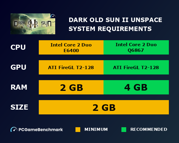Dark Old Sun II: Unspace system requirements graph