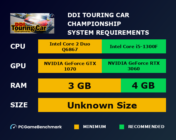 DDI Touring Car Championship system requirements graph