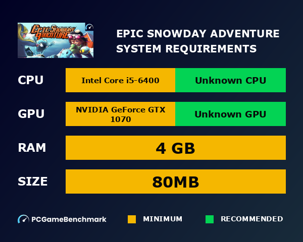 Epic Snowday Adventure system requirements graph