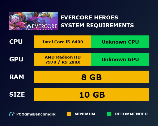 EVERCORE Heroes system requirements graph