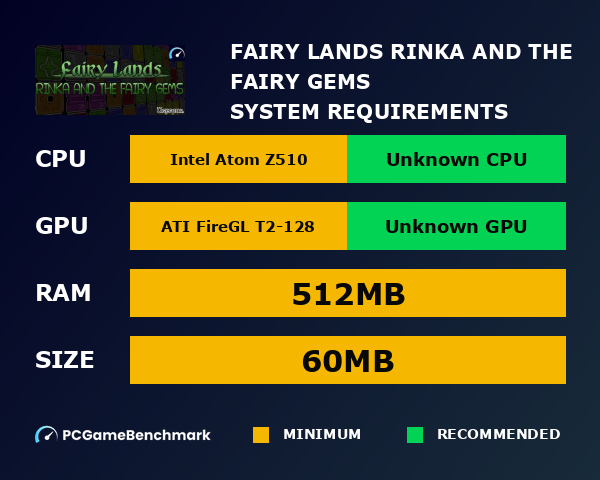 Fairy Lands: Rinka and the Fairy Gems system requirements graph