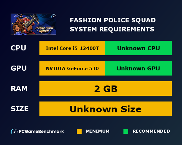 Fashion Police Squad system requirements graph