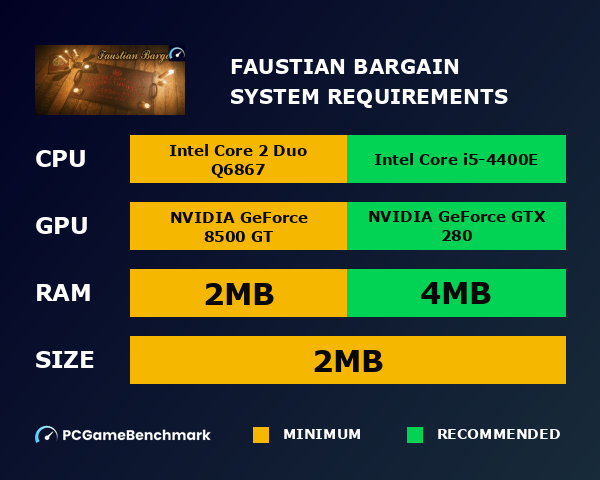 Faustian Bargain system requirements graph