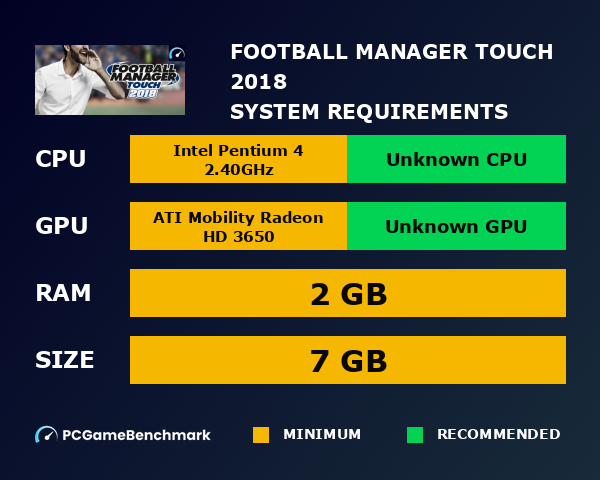 Football Manager Touch 2018 system requirements graph