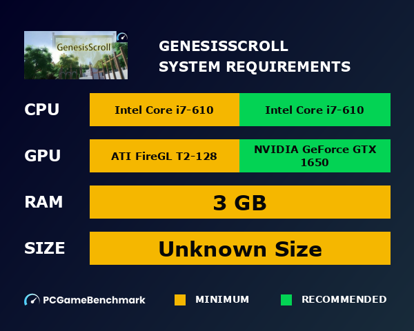 GenesisScroll system requirements graph