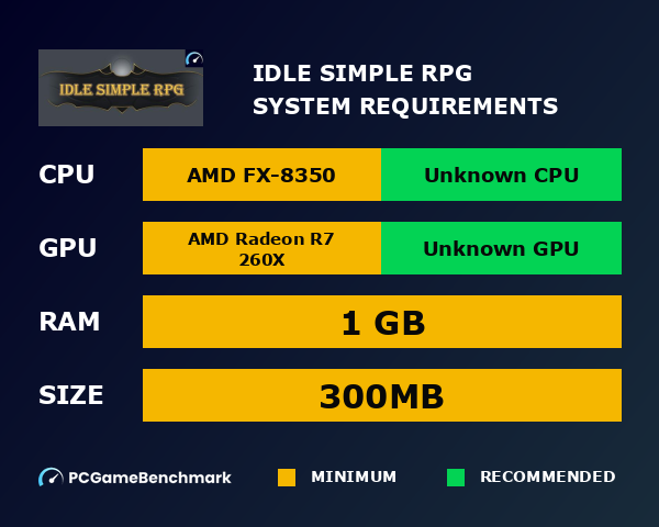 Idle Simple RPG system requirements graph