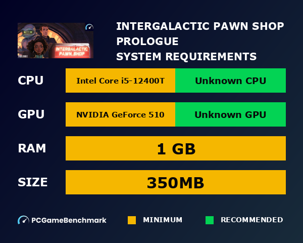 Intergalactic Pawn Shop: Prologue system requirements graph