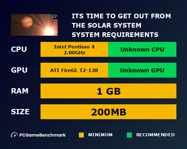 It's time to get out from the solar system system requirements graph
