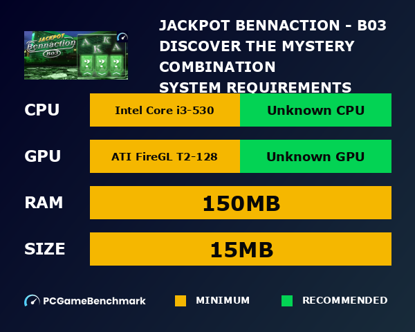 Jackpot Bennaction - B03 : Discover The Mystery Combination system requirements graph