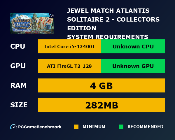 Jewel Match Atlantis Solitaire 2 - Collector's Edition system requirements graph