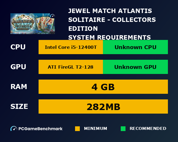 Jewel Match Atlantis Solitaire - Collector's Edition system requirements graph