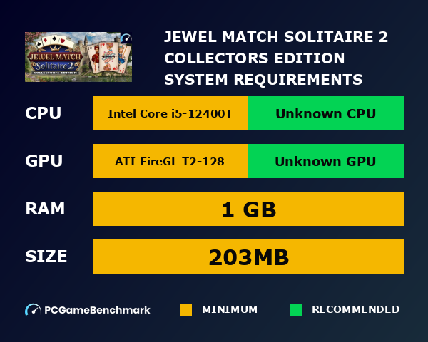 Jewel Match Solitaire 2 Collector's Edition system requirements graph