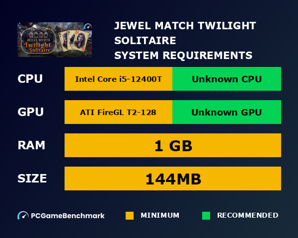 Jewel Match Twilight Solitaire system requirements graph