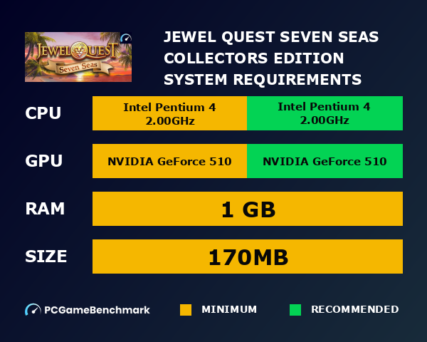 Jewel Quest Seven Seas Collector's Edition system requirements graph