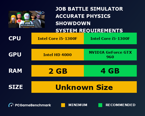 Job Battle Simulator: Accurate Physics Showdown system requirements graph