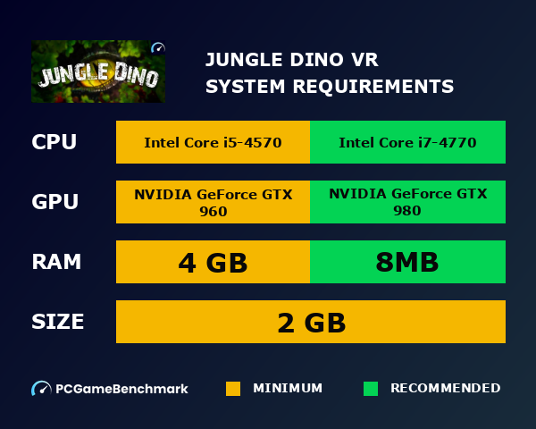 Jungle Dino VR system requirements graph