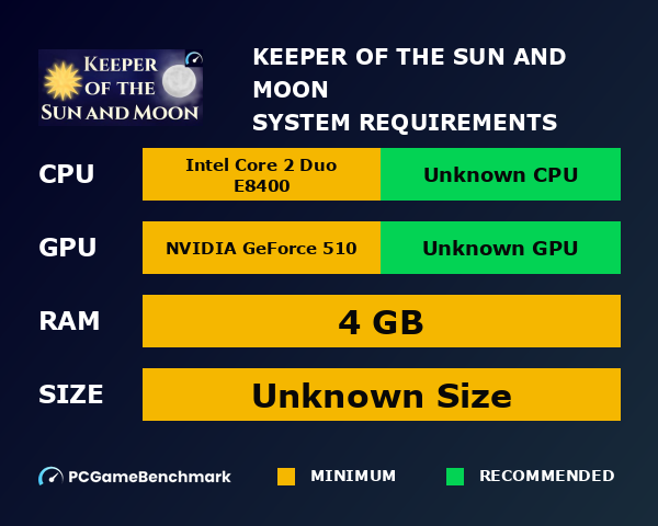Keeper of the Sun and Moon system requirements graph