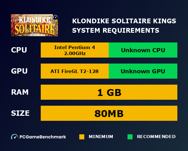 Klondike Solitaire Kings system requirements graph