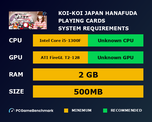 Koi-Koi Japan [Hanafuda playing cards] system requirements graph