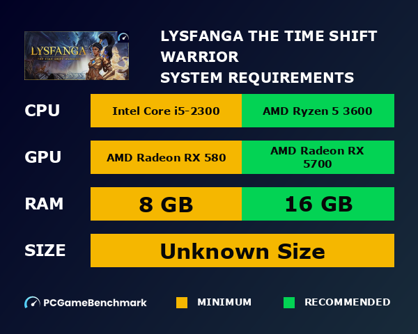 Lysfanga: The Time Shift Warrior system requirements graph