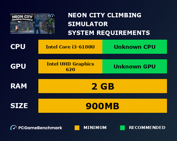 Neon City Climbing Simulator system requirements graph