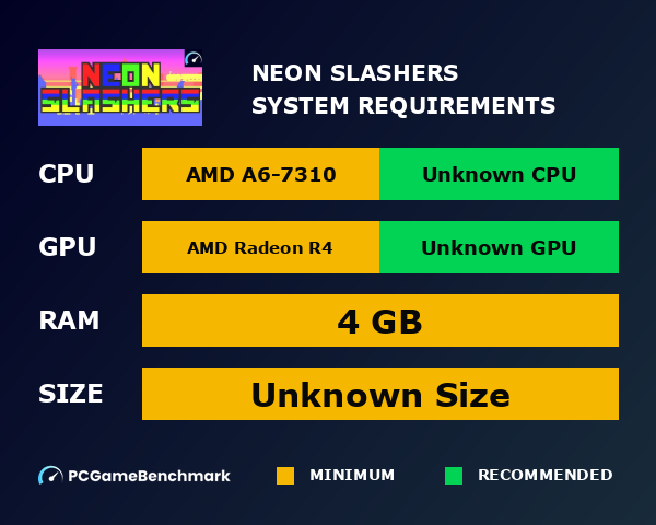 Neon Slashers system requirements graph