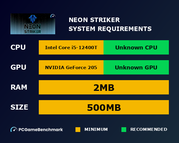 Neon Striker system requirements graph