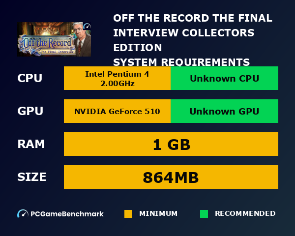 Off the Record: The Final Interview Collector's Edition system requirements graph