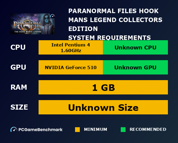 Paranormal Files: Hook Man's Legend Collector's Edition system requirements graph