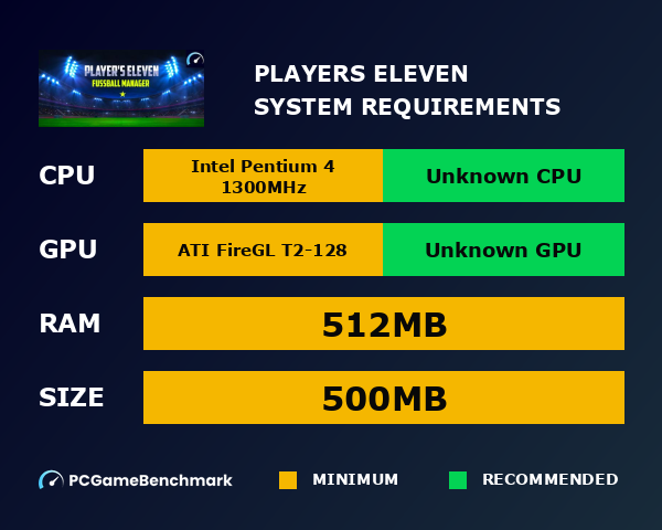 Player's Eleven system requirements graph