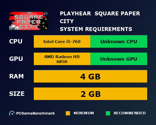 Playhear : Square Paper City system requirements graph