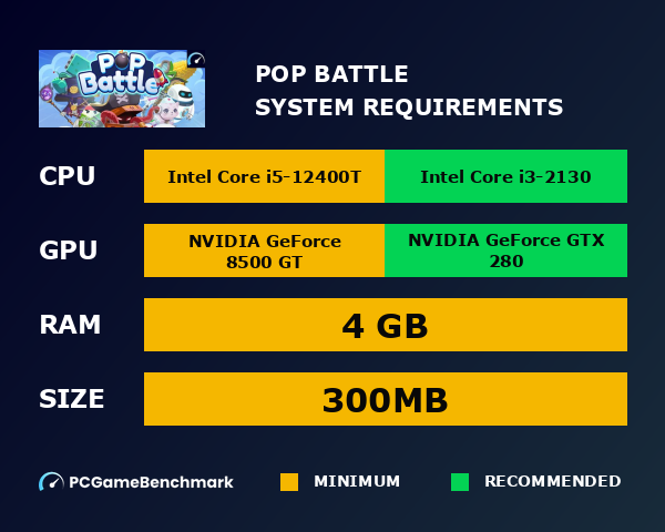 POP BATTLE system requirements graph