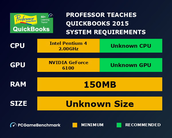 Professor Teaches QuickBooks 2015 system requirements graph