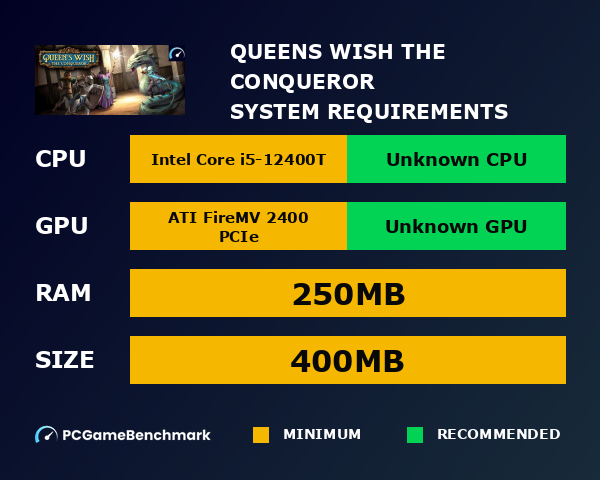 Queen's Wish: The Conqueror system requirements graph