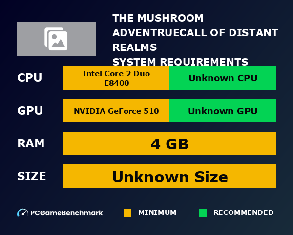 The Mushroom Adventrue:Call of Distant Realms system requirements graph