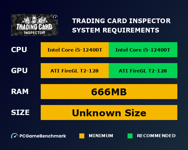 Trading Card Inspector system requirements - PCGameBenchmark