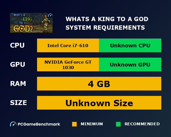 What's a King to a God system requirements - PCGameBenchmark